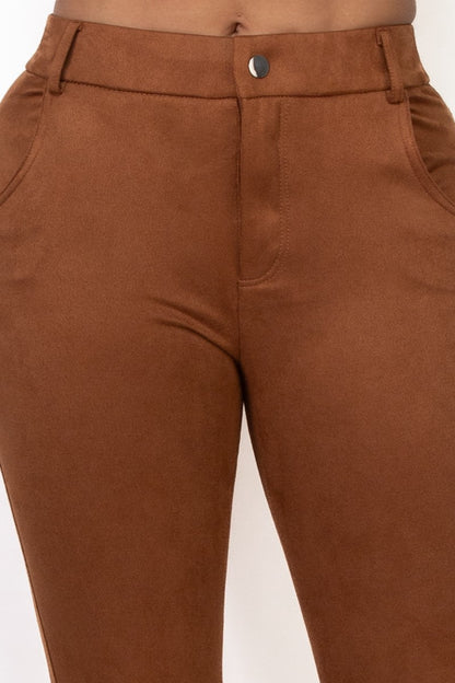 High-rise Wide Leg Soft Suede Pants