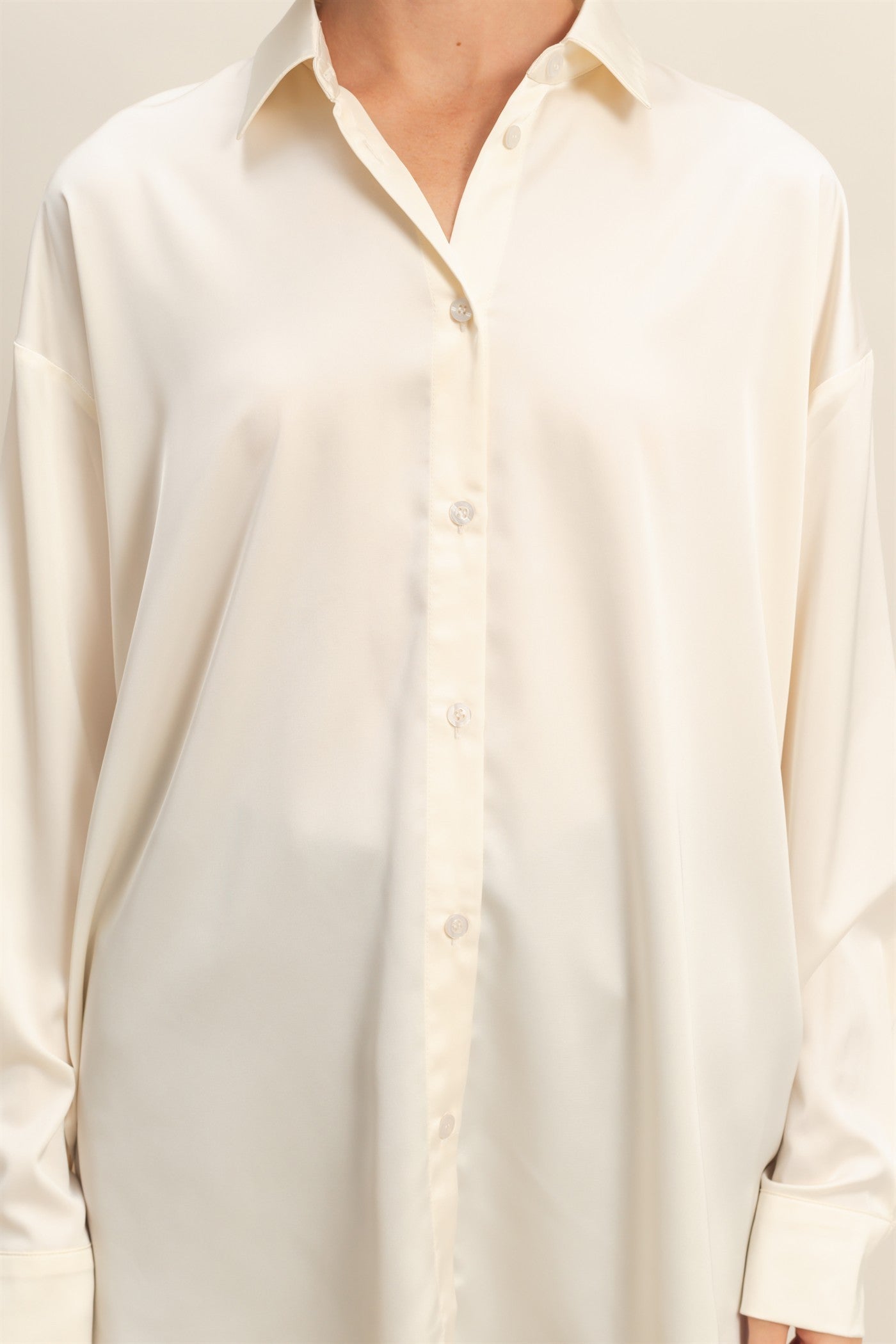 Long Sleeve Oversized Satin Shirt