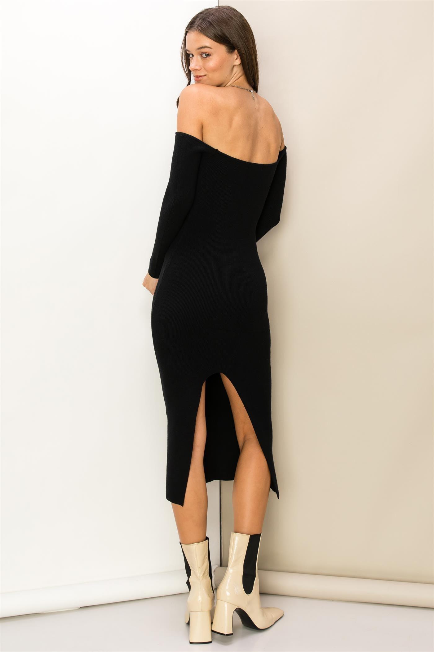 off the shoulder ribbed knit dress - RK Collections Boutique