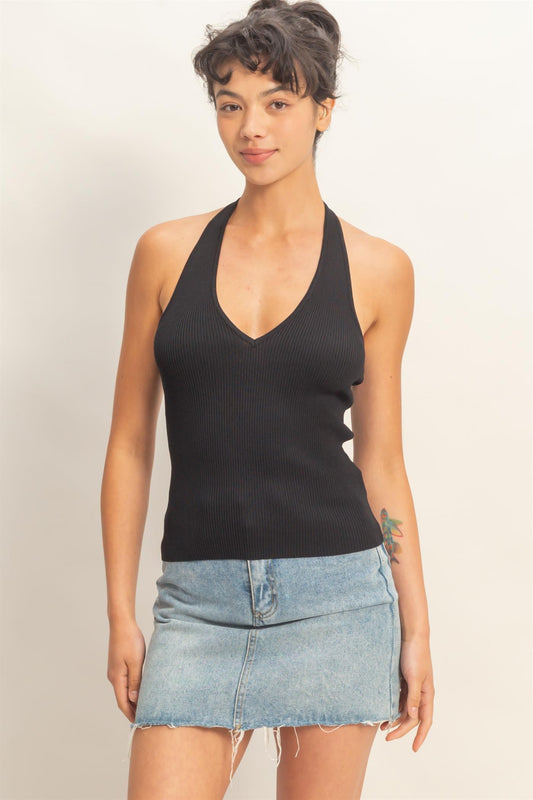 Ribbed Halter Neck Top