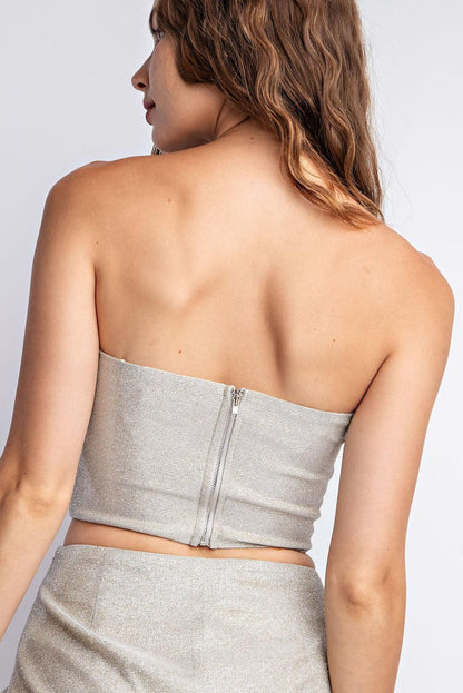 Metallic Front Wire Strapless Crop Top - RK Collections Boutique