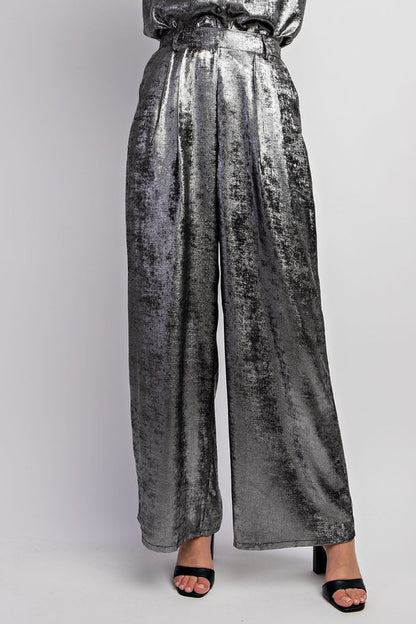 pantalones anchos metalizados