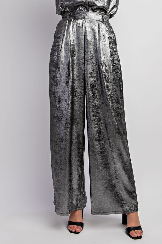 pantalones anchos metalizados