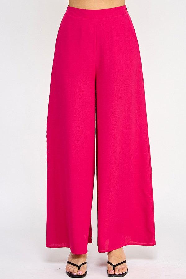 elastic waist wide leg palazzo pants - RK Collections Boutique