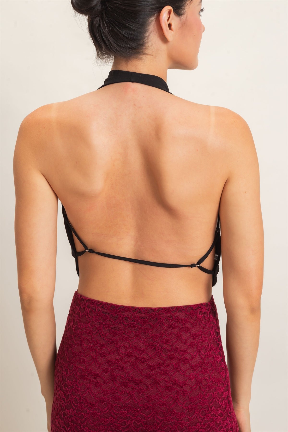 Draped Halter Neck Open Back Top