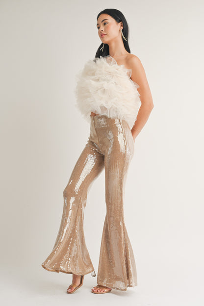 sequin flare leg pants