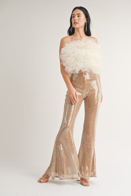 sequin flare leg pants