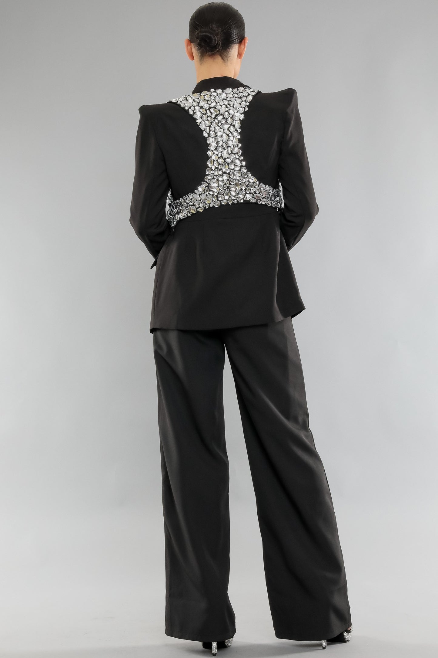 jeweled racerback vest tuxedo blazer