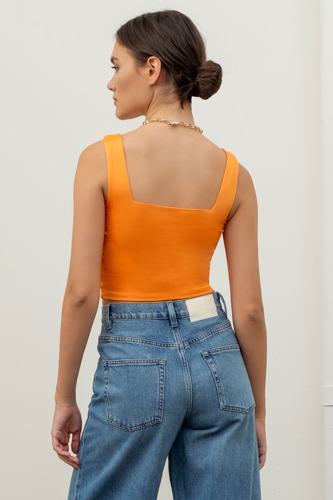 double layer square neck crop tank