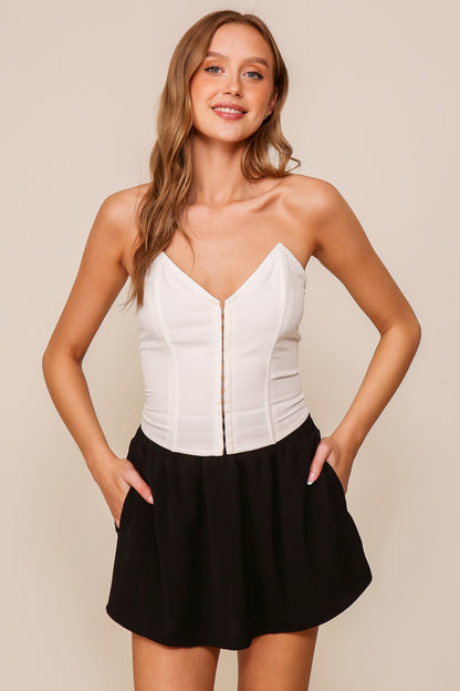 hook & eye strapless corset top