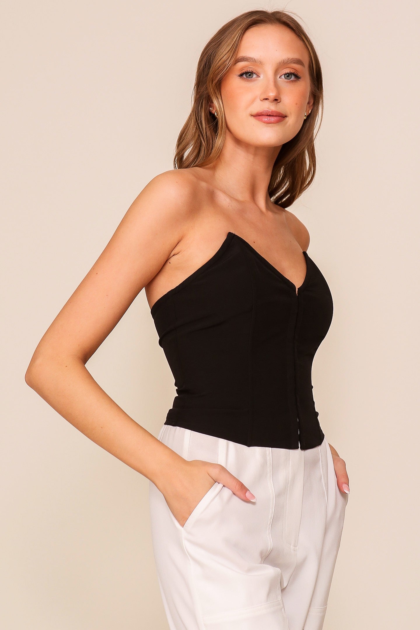 hook & eye strapless corset top