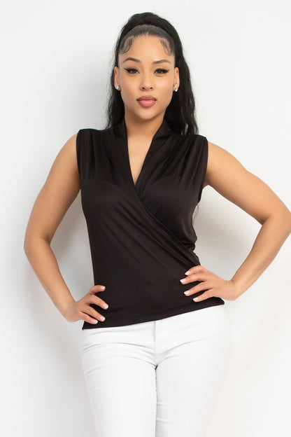 Surplice Wrap Sleeveless Top