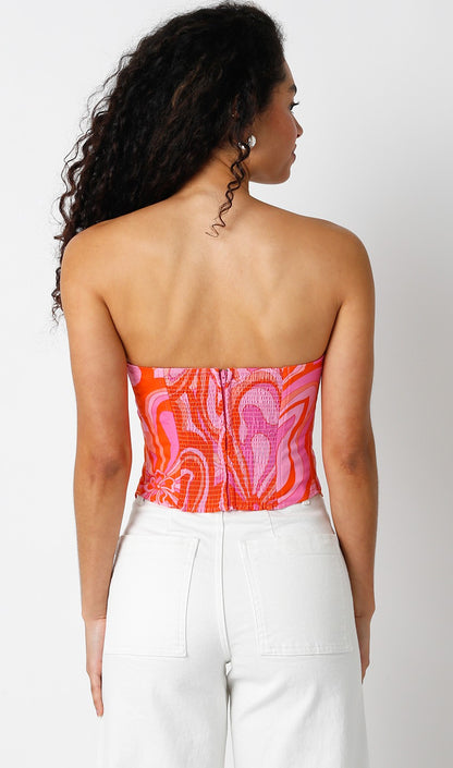 printed strapless corset top