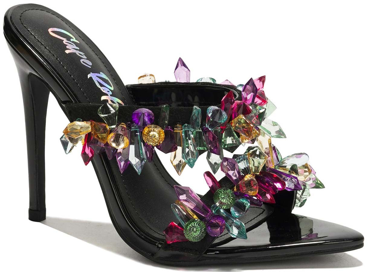 crystal pointed tie stiletto slides