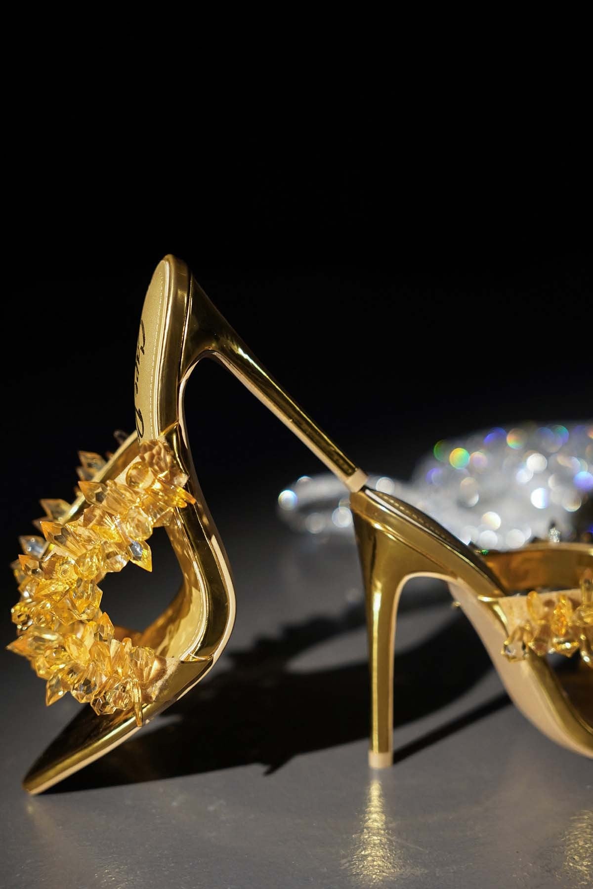 crystal pointed tie stiletto slides