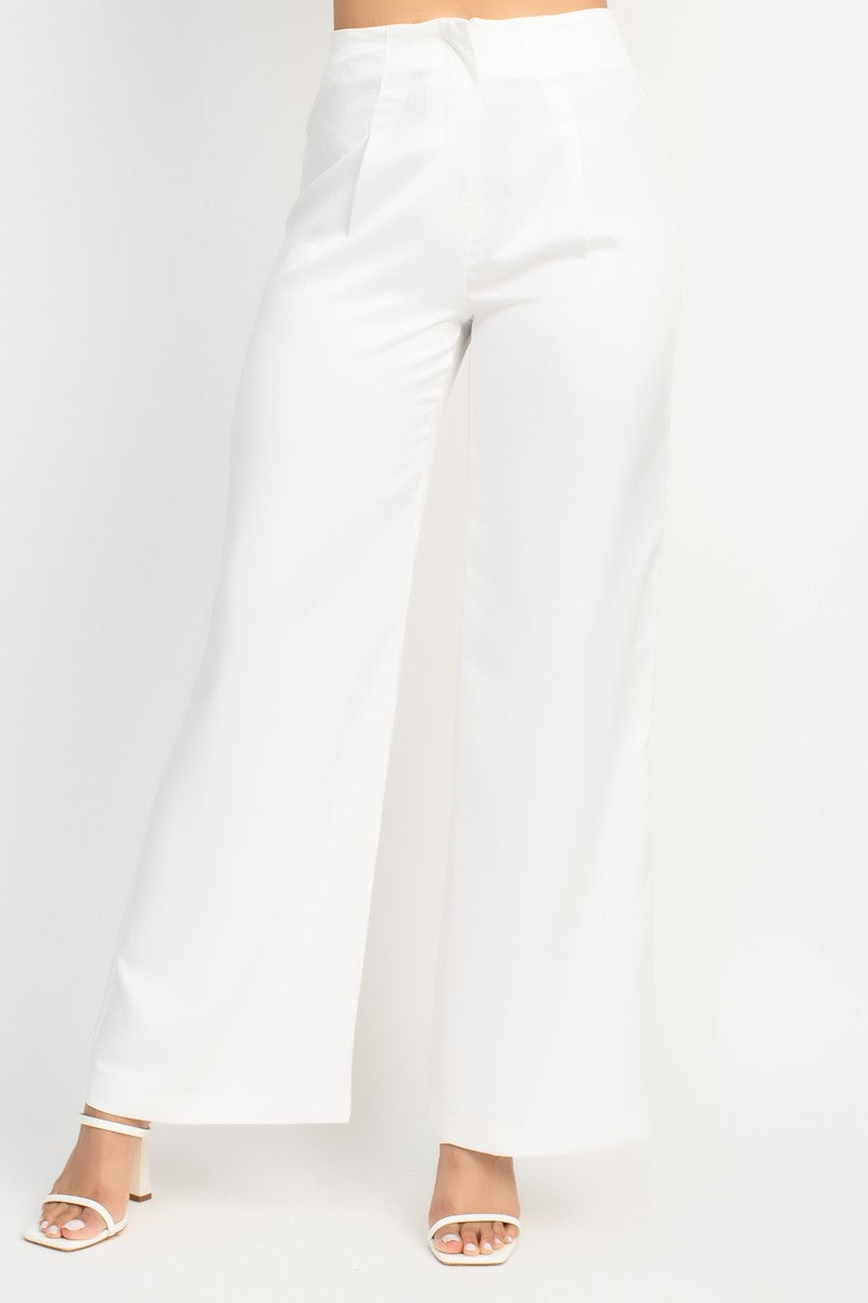 Satin High-Rise Wide Pants