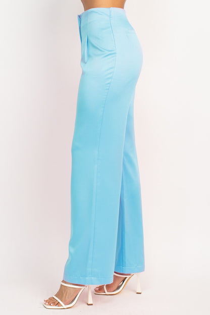 Satin High-Rise Wide Pants
