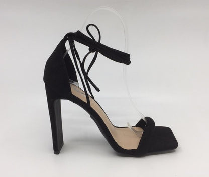 leg wrap rectangle high heel sandal