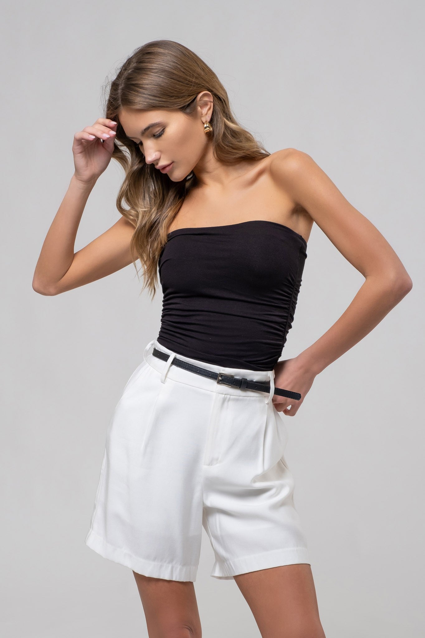 ruched strapless top