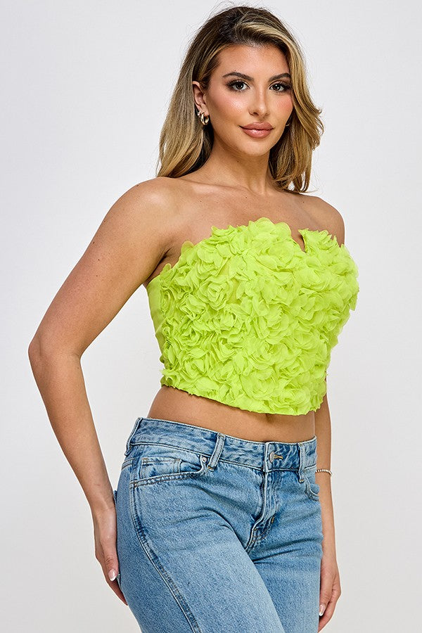 Strapless Floral Mesh Corset Top