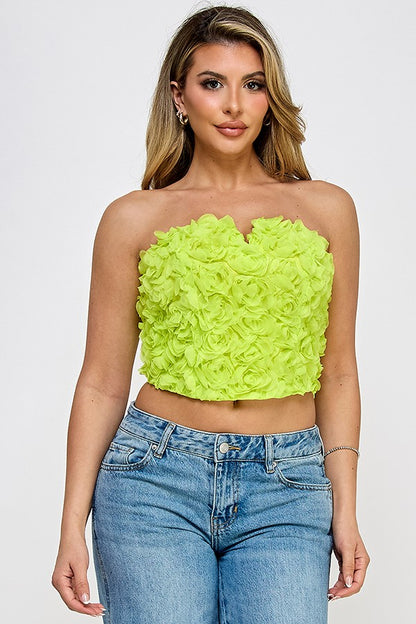 Strapless Floral Mesh Corset Top