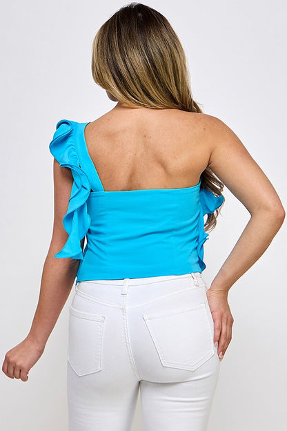 Ruffle Layer One Shoulder Top