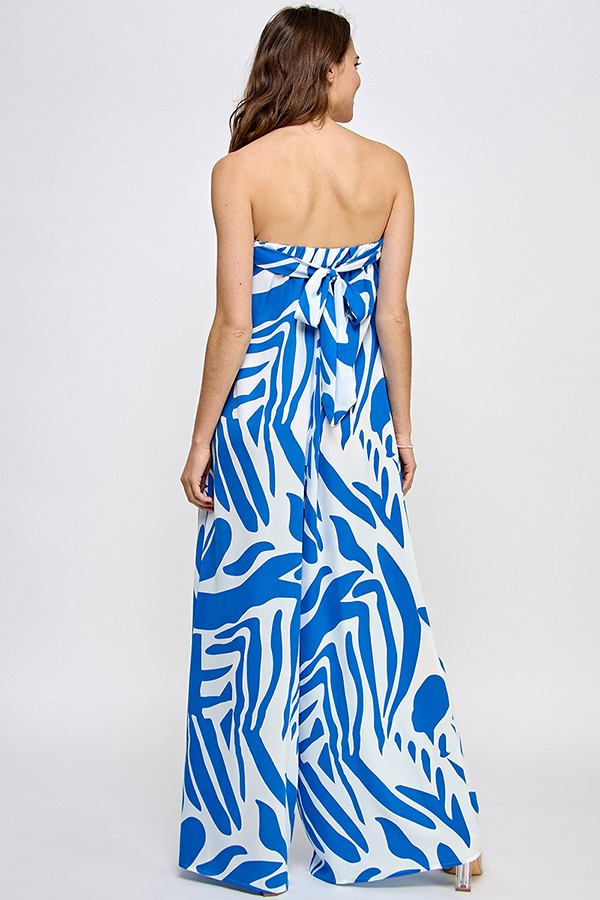 Printed Strapless Jumpsuit