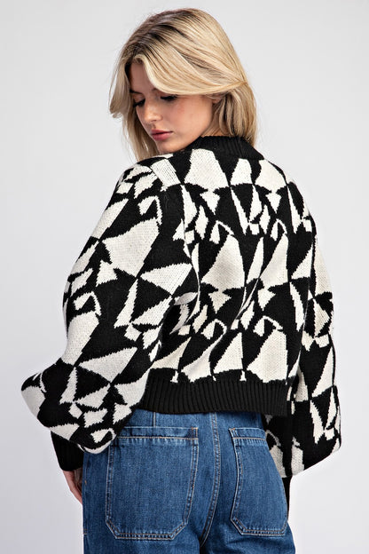 geo pattern cropped sweater