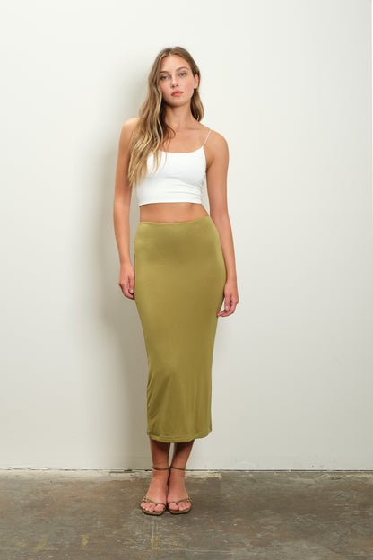 seamless knit midi skirt