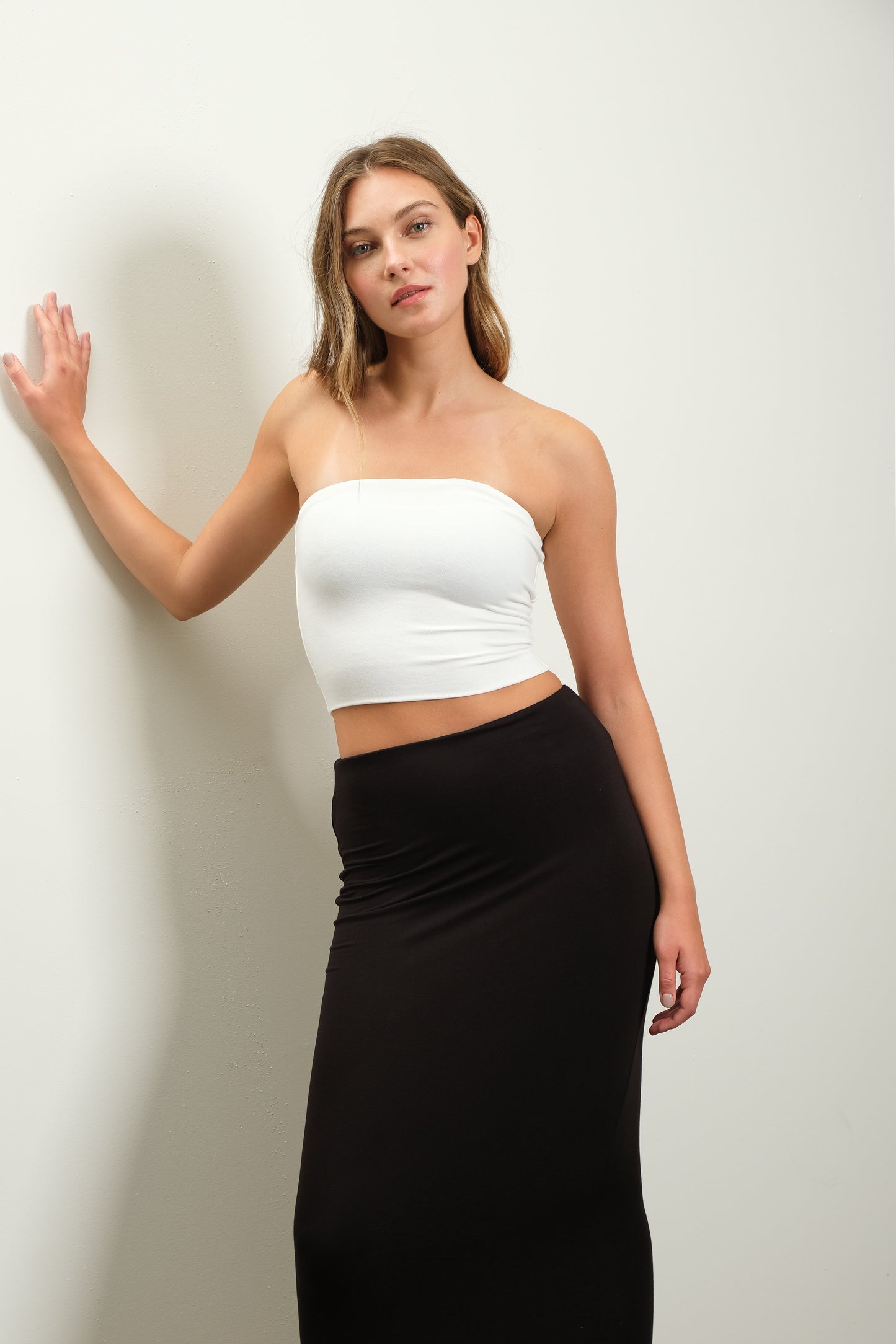 seamless knit midi skirt