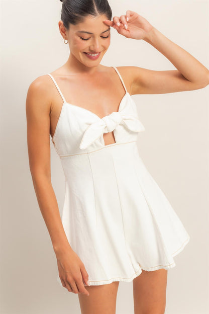 Tie Front Denim Romper