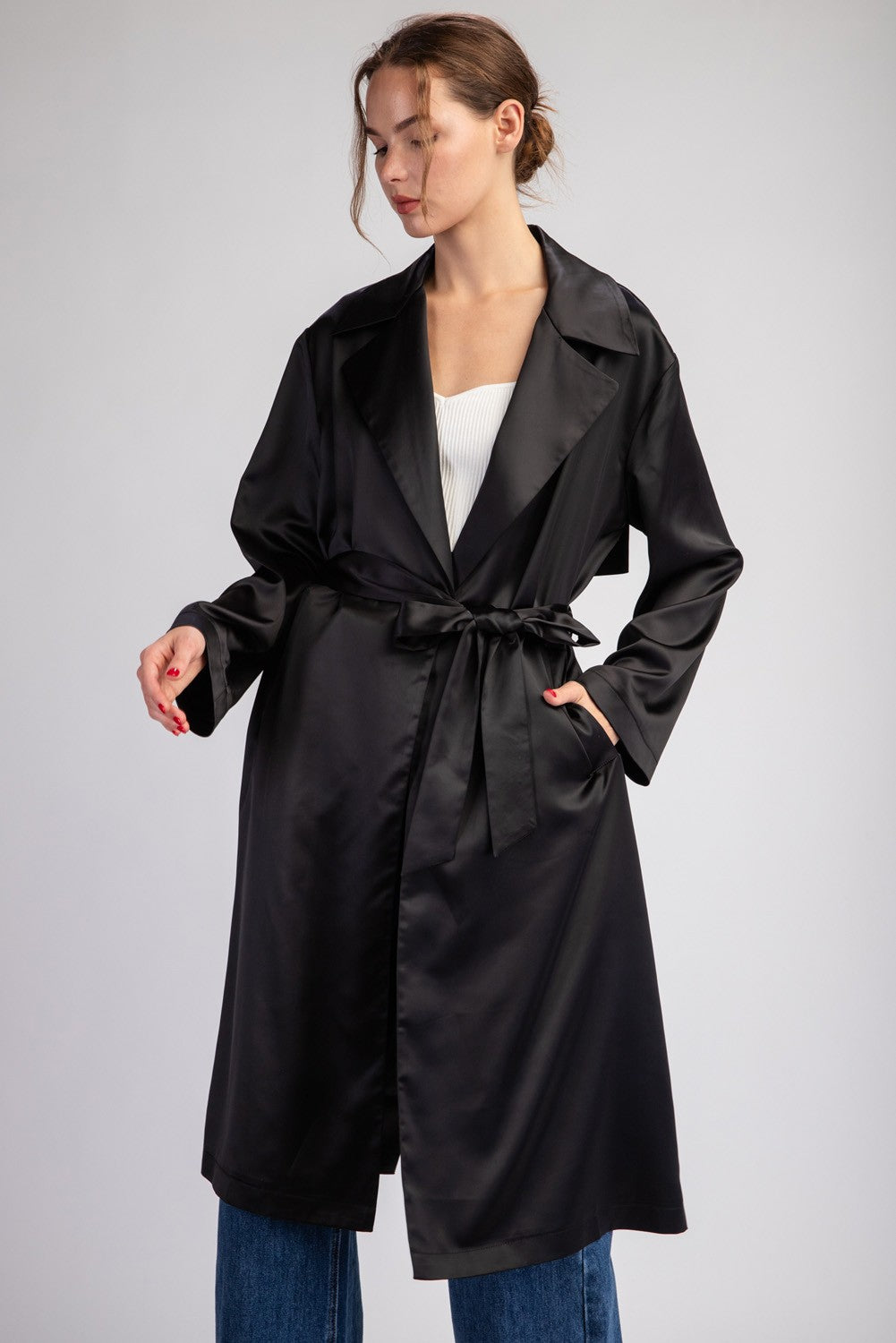 satin trench coat