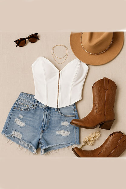 hook & eye strapless corset top