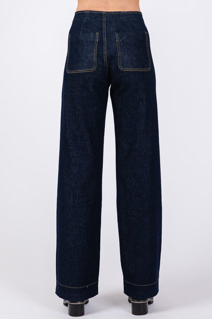 patch pocket wide leg jeans