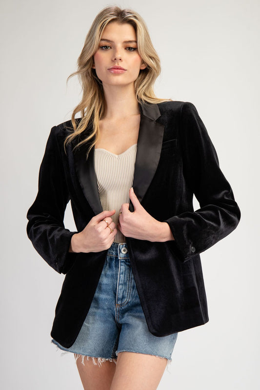 satin lapel velvet blazer