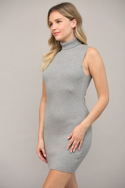 sleeveless turtleneck sweater dress