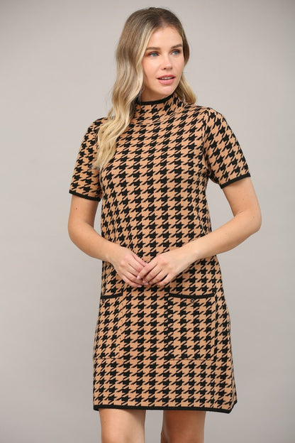 houndstooth sweater dress Bow Detail Organic Hope & Henry Due to the fabrics print as well as the cutting and sewing process Smooth Sounds Houndstooth Sweater Dress