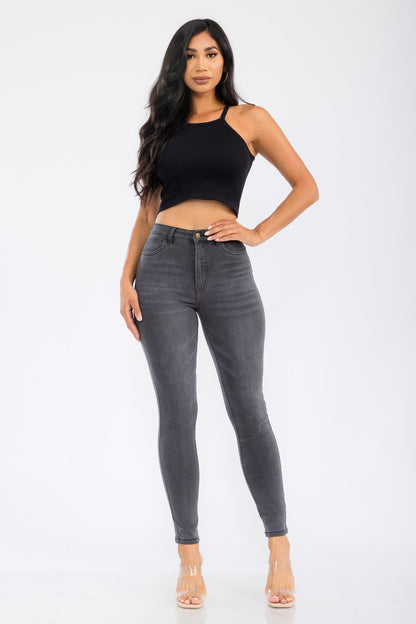 stretch high waist skinny jeans