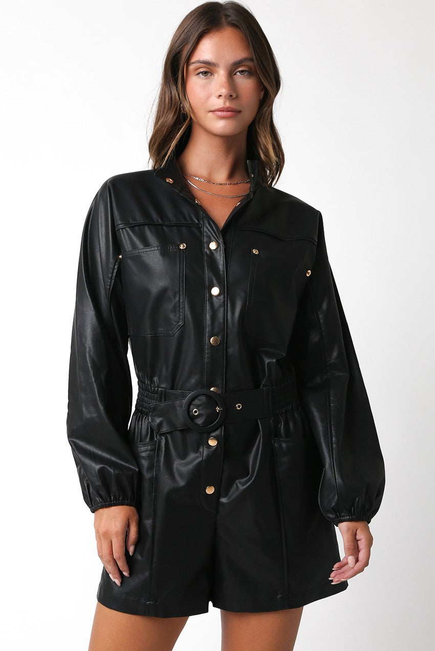 faux leather romper