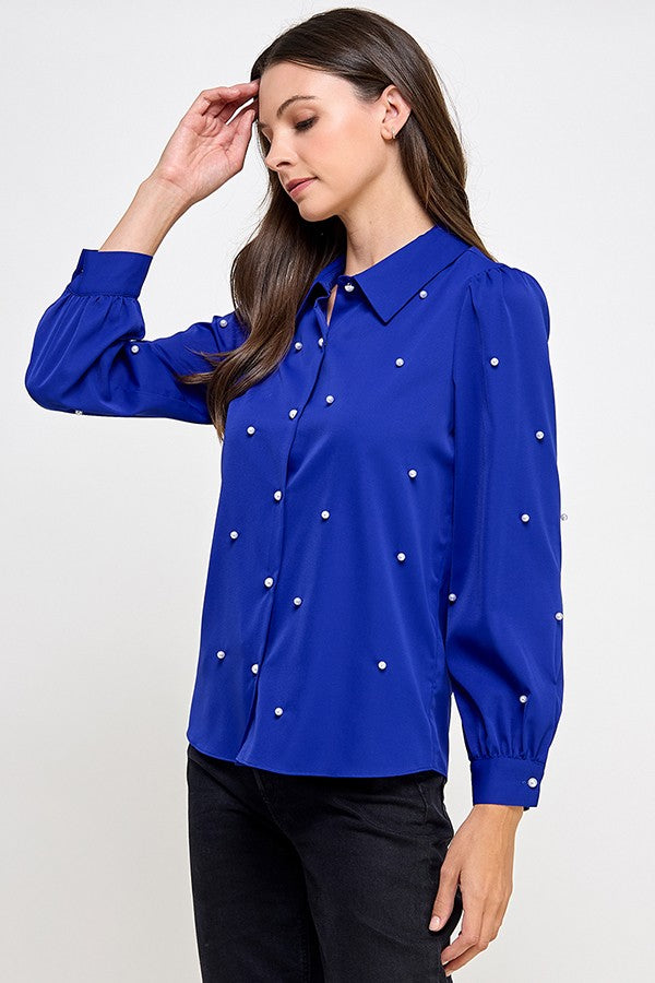 Pearl Trim Button Down Shirts