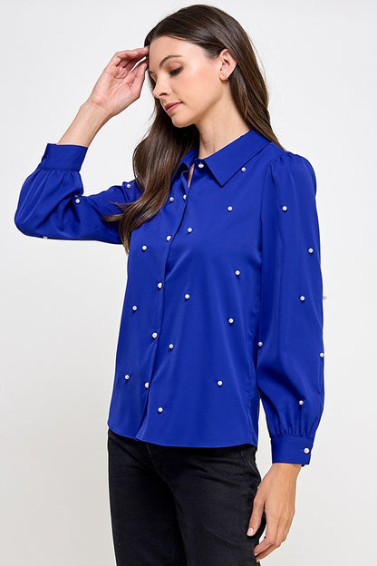 Pearl Trim Button Down Shirts