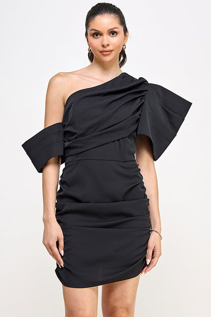 One Shoulder Asymmetrical Short Sleeve Mini Dress RK Collections Boutique One Shoulder Asymmetrical Short Sleeve Mini Dress RK Collections Boutique