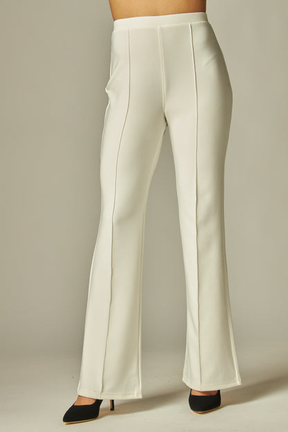 high waisted scuba pintuck pant