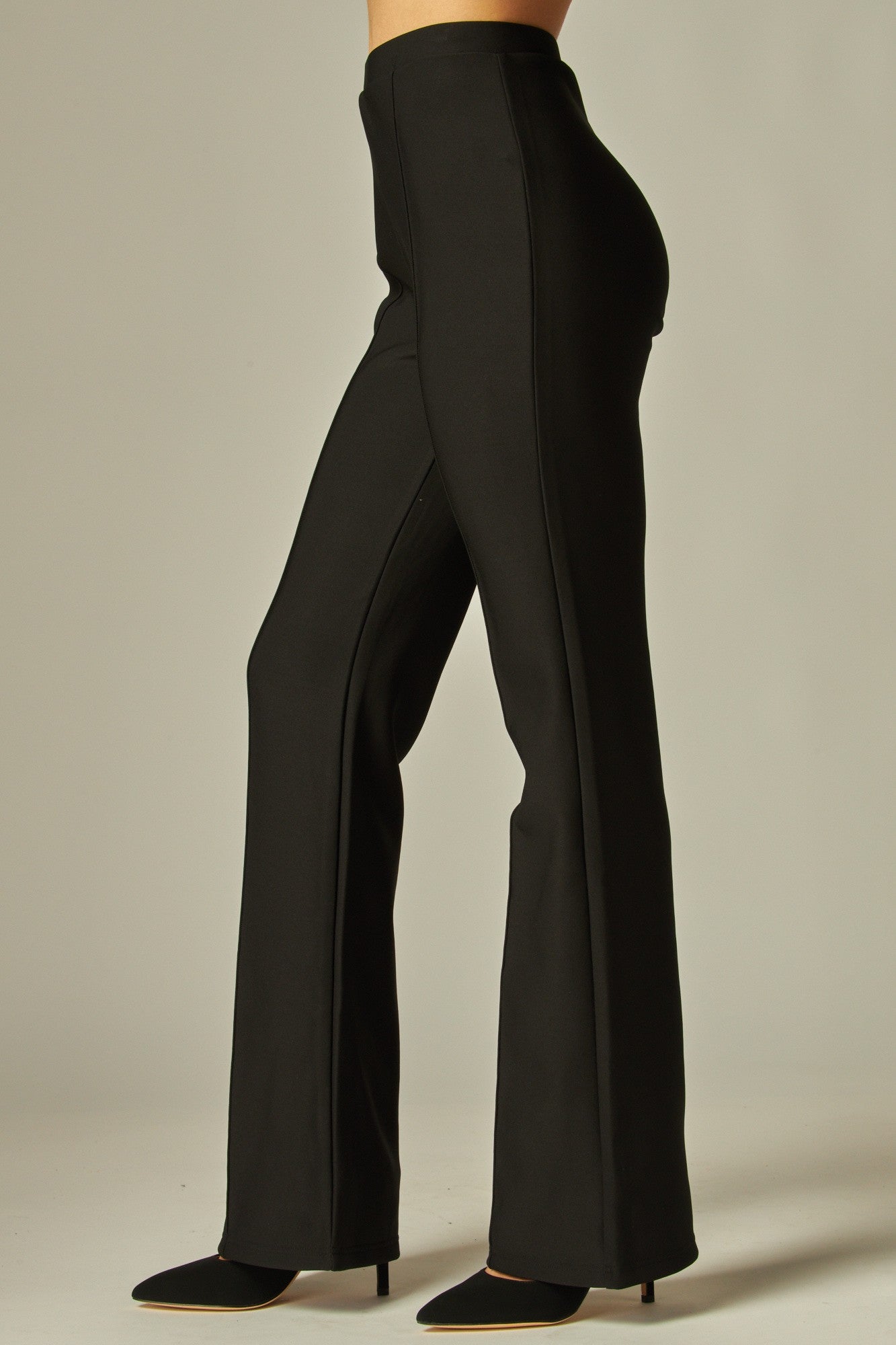 high waisted scuba pintuck pant