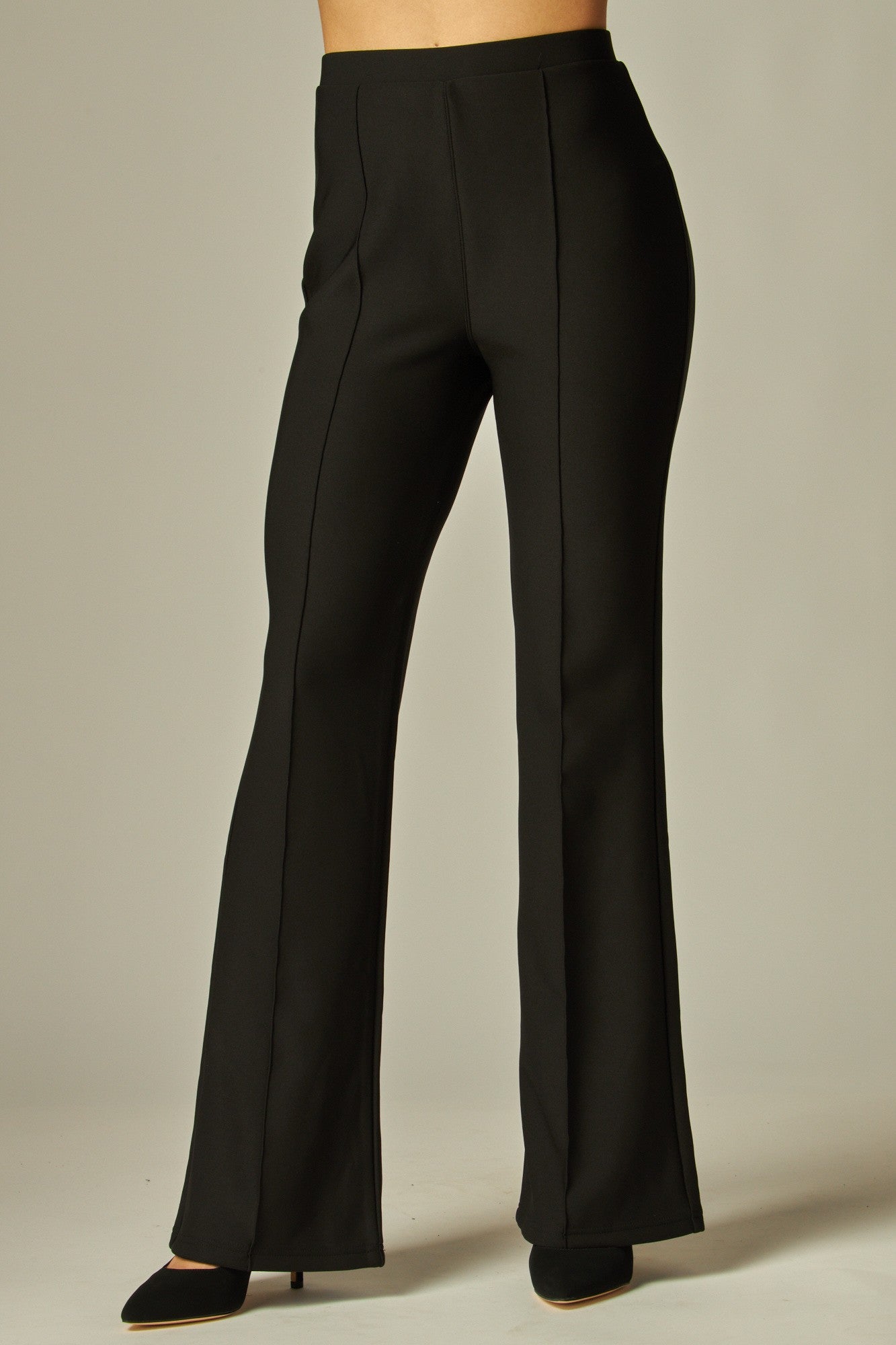 high waisted scuba pintuck pant