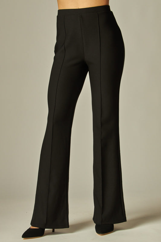 high waisted scuba pintuck pant