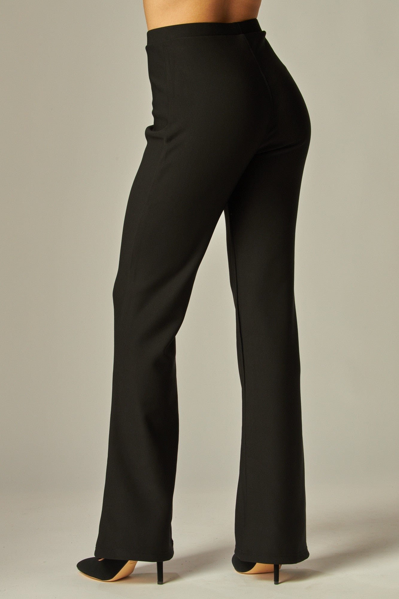 high waisted scuba pintuck pant