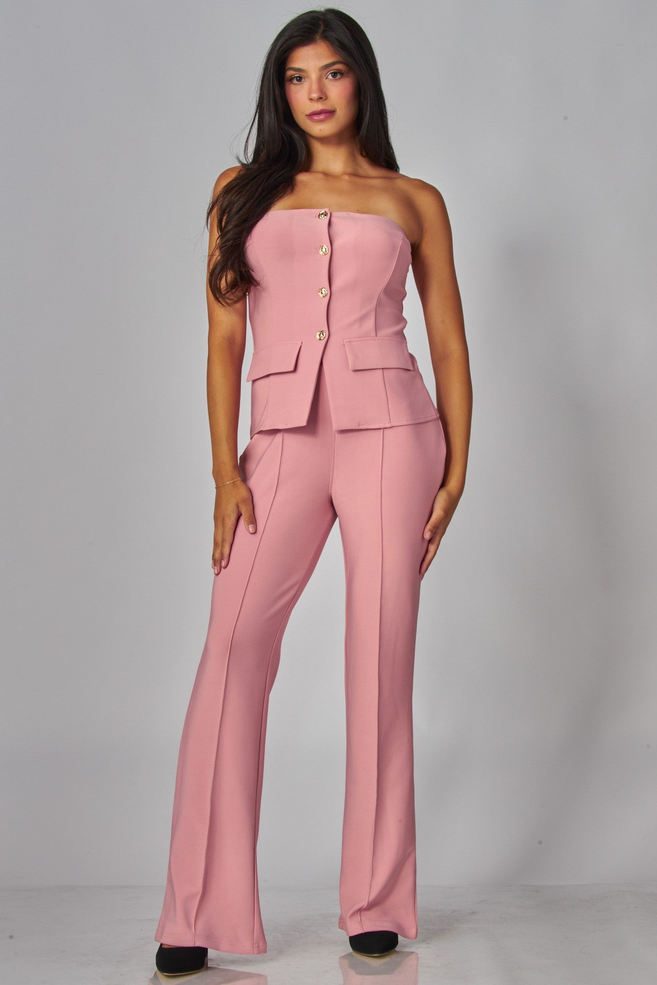 high waisted scuba pintuck pant