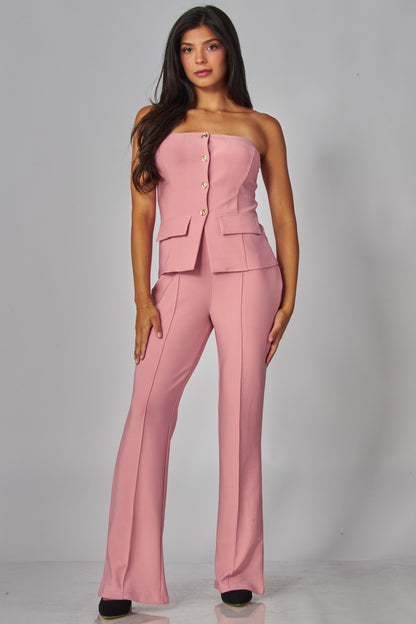 high waisted scuba pintuck pant
