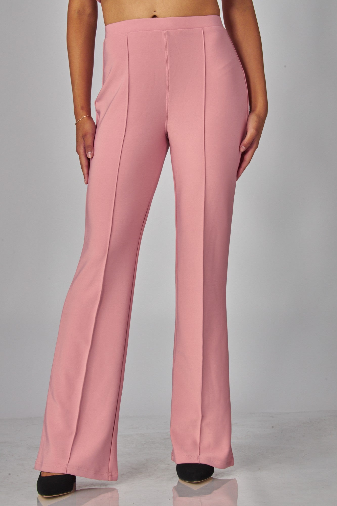 high waisted scuba pintuck pant